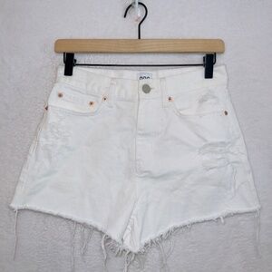 Urban Outfitters BDG Off White Denim High Rise Cut Off Pelmet Shorts size 27